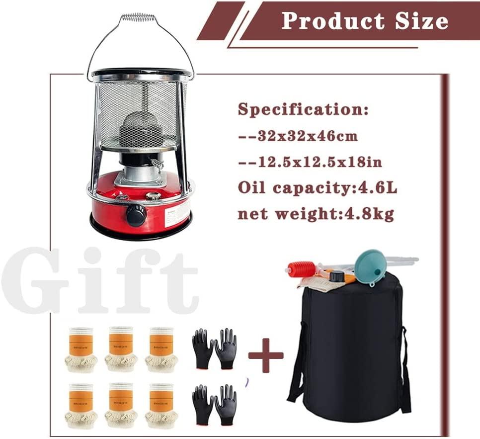 Kerosene Stove Heater with 6 Wicks Space Heater Fast Tent Heater Excellent Kerosene Heater for Indoor Outdoor Camping Handy and Efficient 4.6L (Color : Red-4.6L) - Image 8