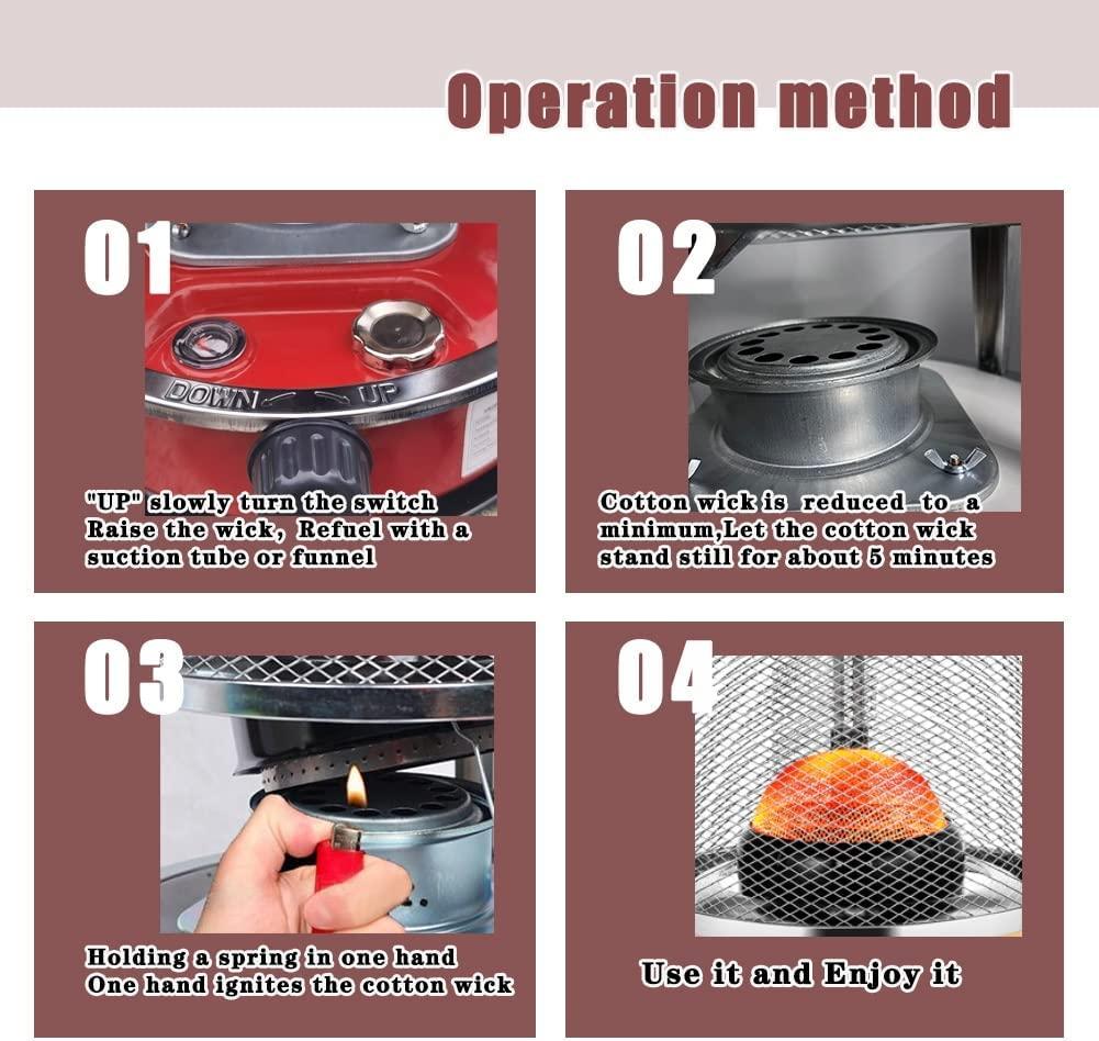Kerosene Stove Heater with 6 Wicks Space Heater Fast Tent Heater Excellent Kerosene Heater for Indoor Outdoor Camping Handy and Efficient 4.6L (Color : Red-4.6L) - Image 9