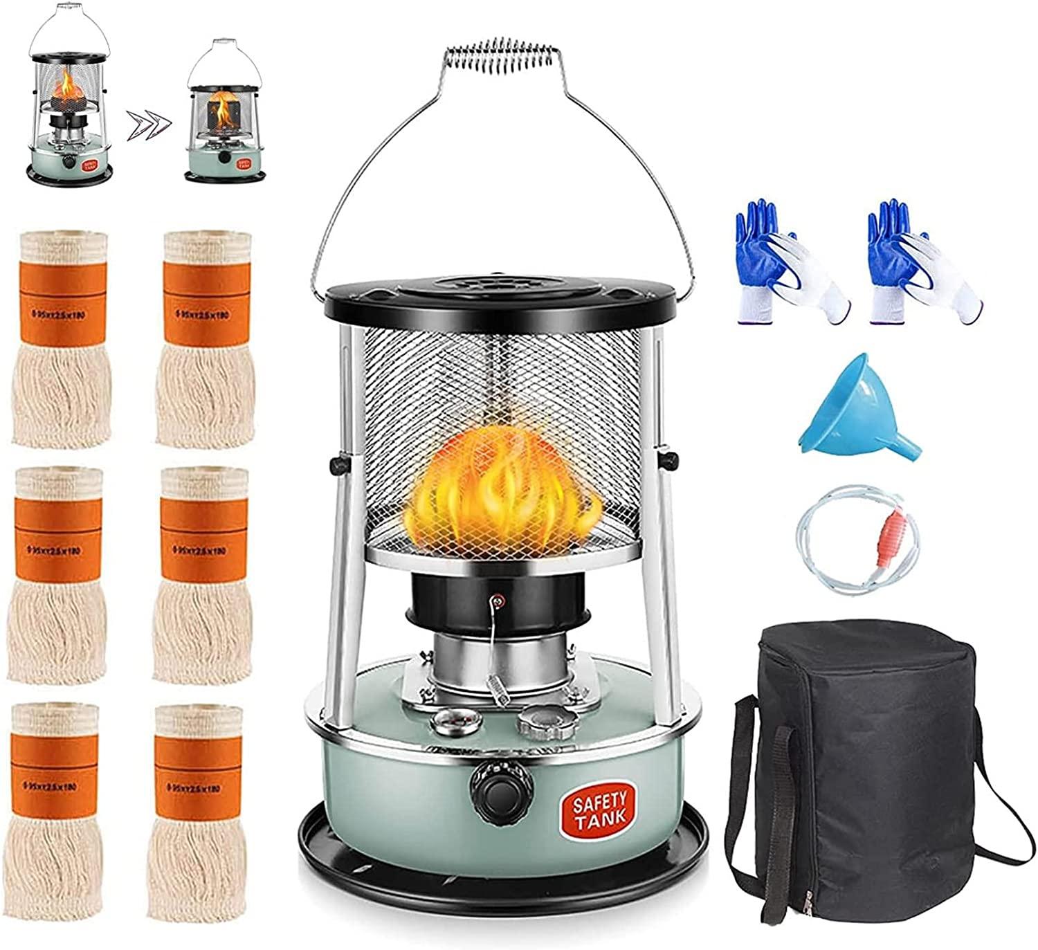 DUTIL Kerosene Space Heaters,Blue Kerosene Heaters for Indoor Use,4.5L Portable Camping Oil Heaters,Adjustable Height 34-46cm,Detachable Top Cover Emergency Heater