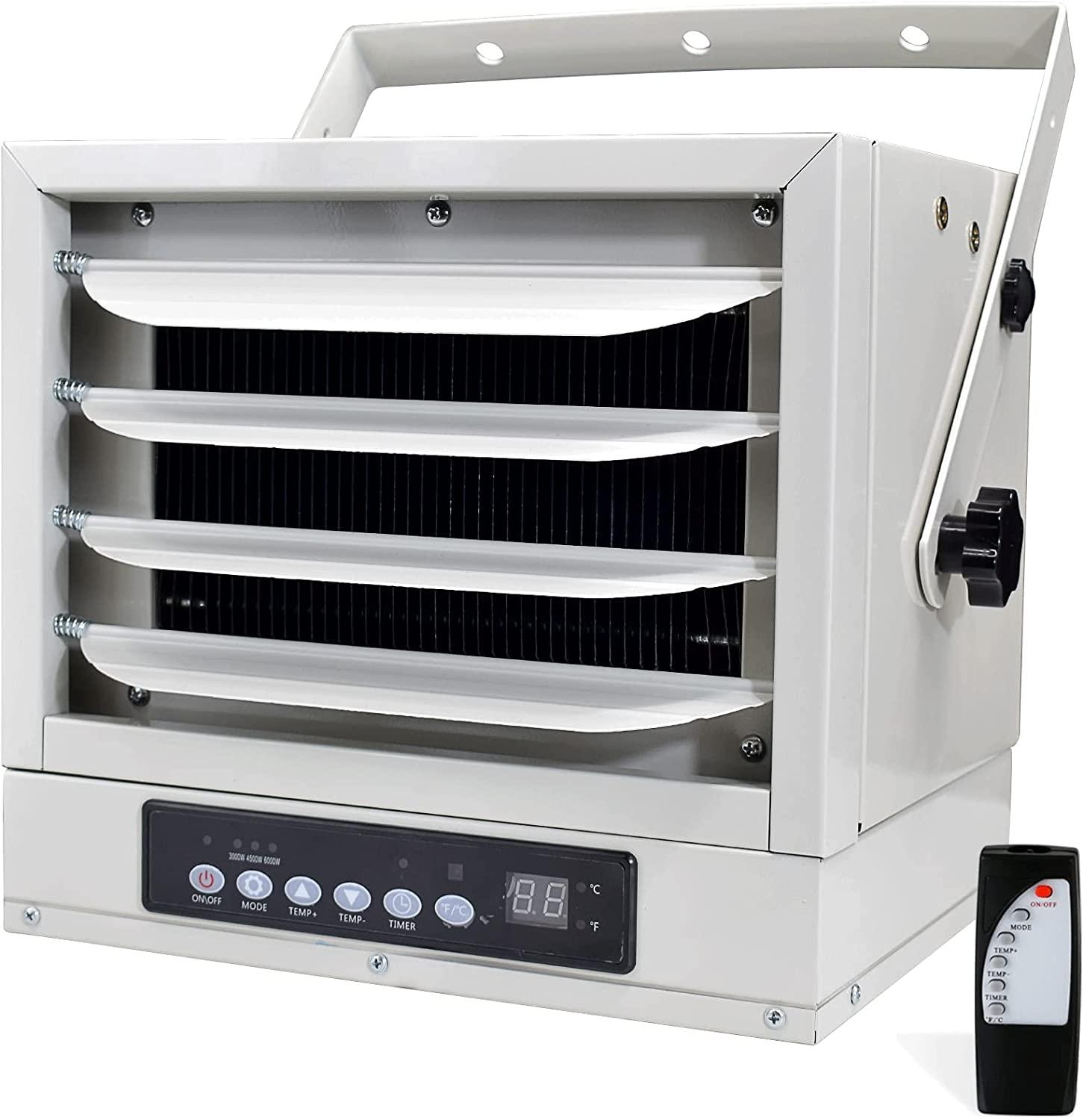 AKUSAKO Garage Heater with Remote - Digital Fan-forced Ceiling Mount Heater with Electric Control, 12H Timer,240V, Thermostat, Workshop Heaters for Warehouse, Greenhouse, Large Area Wall Heater