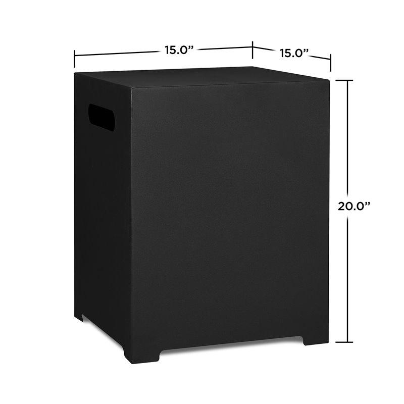 Bowery Hill Modern Steel Propane Tank Cover in Black - Image 3
