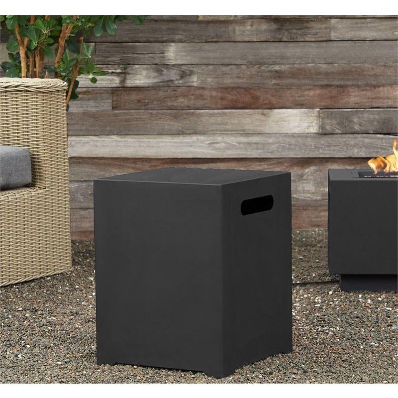 Bowery Hill Modern Steel Propane Tank Cover in Black - Image 5