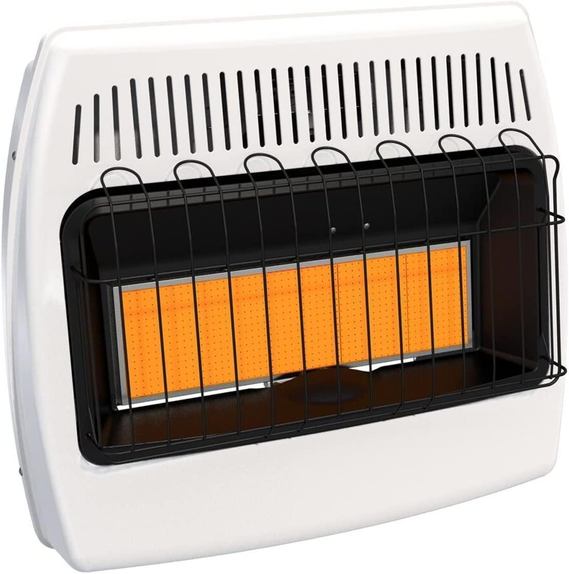 30,000 BTU Natural Gas / Propane Wall Heater for Indoor Use - Dual Fuel, Vent-